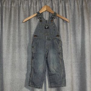 Size 18 Month Infant OshKosh Classic Railroad Stripe Overalls EUC